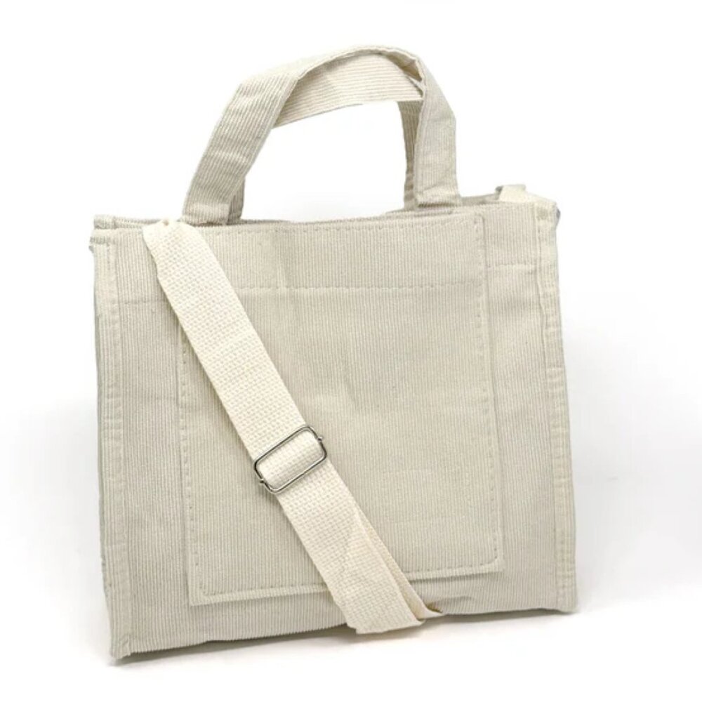 NWT Mini Corduroy Cream Convertible Tote Bag - Picture 6 of 6